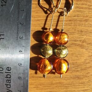 Elegant Gold and Orange Drop Earrings